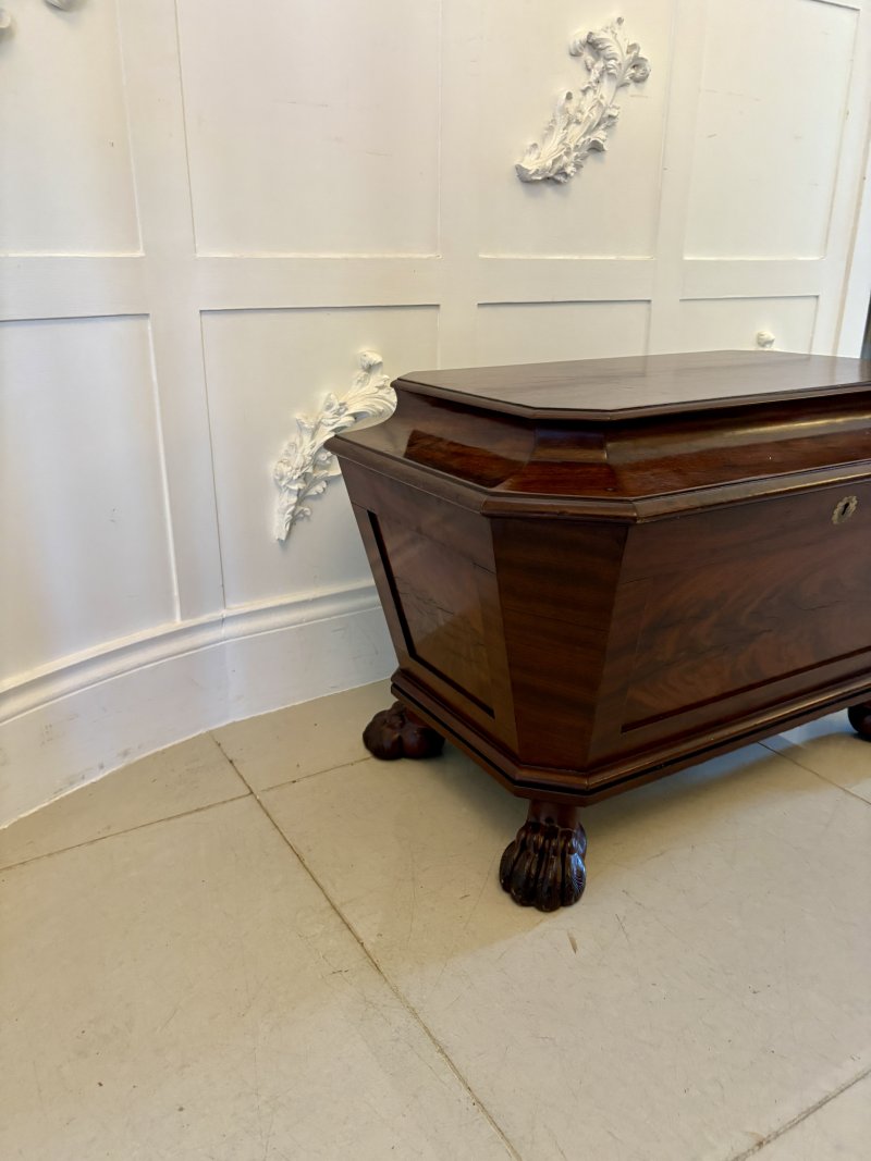 Antique Regency Quality Figured Mahogany Freestanding Wine Cooler